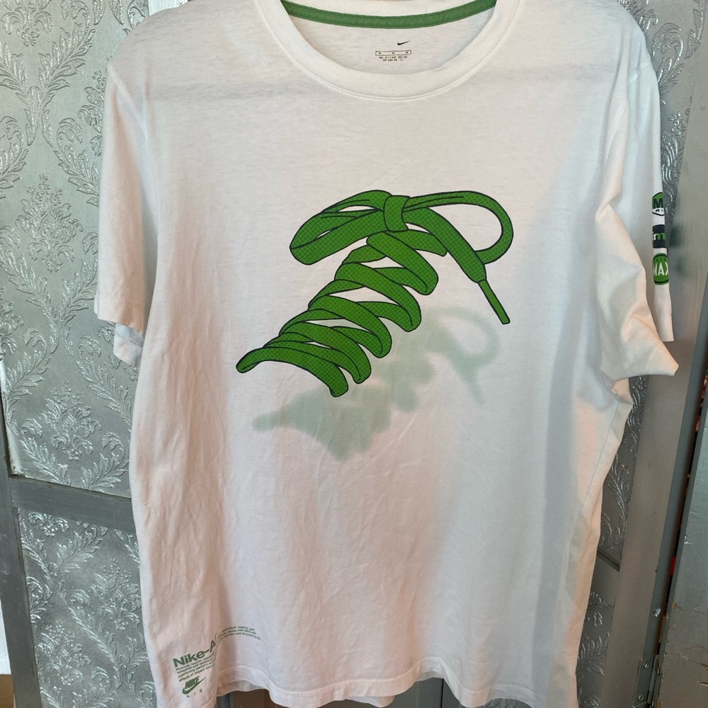 Nike White Tee with Green Lace Graphic